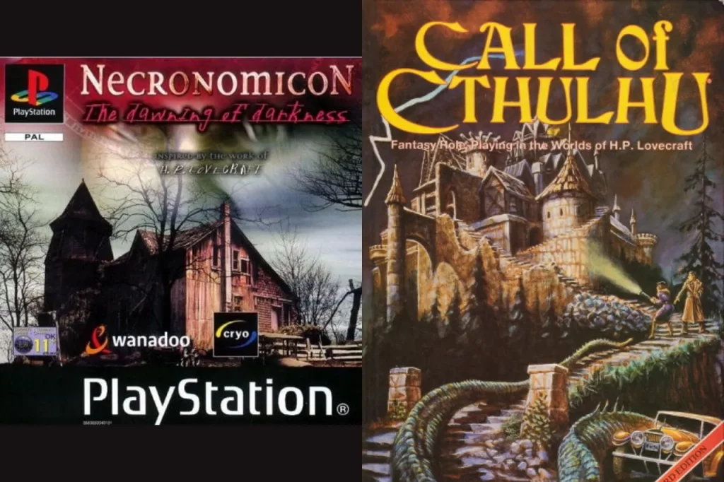 Jaquette de Necronomicon: The Dawning of Darkness et couverture de Call of Cthulhu