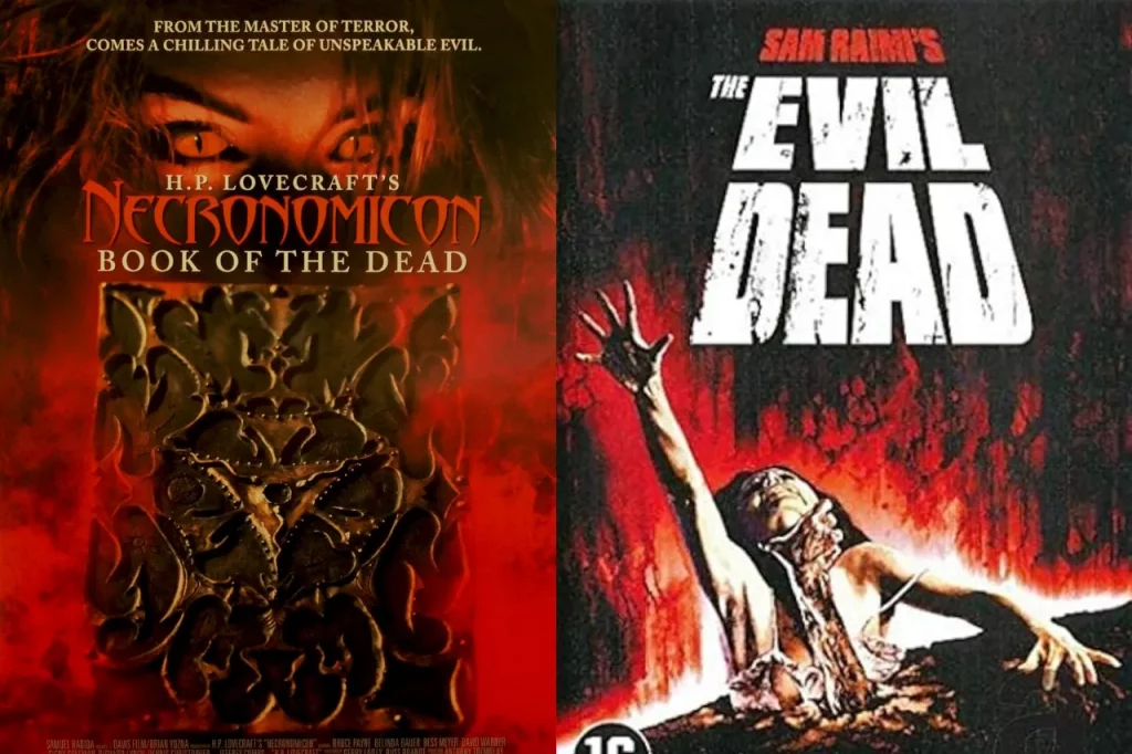 Affiches de H.P. Lovecraft's Necronomicon: Book of the Dead et The Evil Dead de Sam Raimi