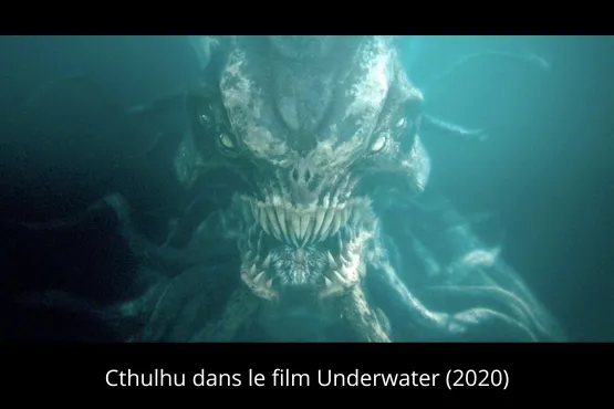 Illustration du Grand Ancien Cthulhu dans le film Underwater sorti en 2020, représentant sa forme monstrueuse dans les abysses.