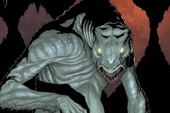 Monstre hybride aux yeux brillants dans les souterrains du comics Providence d’Alan Moore