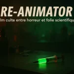 Une seringue lumineuse posée dans un laboratoire inquiétant