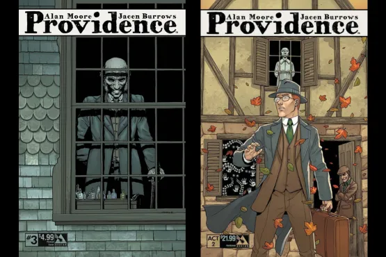 Robert Black observé par des figures inquiétantes dans le comics Providence