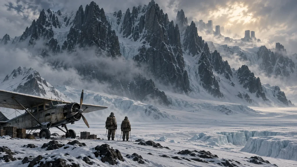 Expédition antarctique face aux montagnes hallucinées de Lovecraft