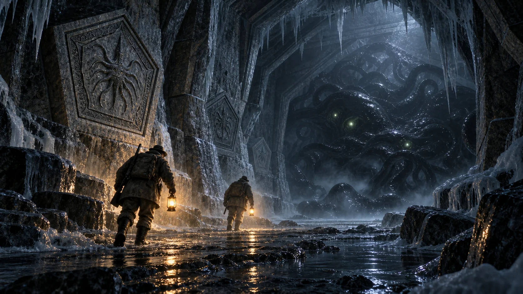 Shoggoth dans les tunnels antarctiques de Lovecraft